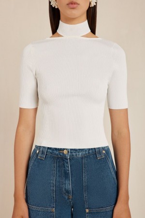 Top Cult Gaia Brianna Knit Białe | YE6152037