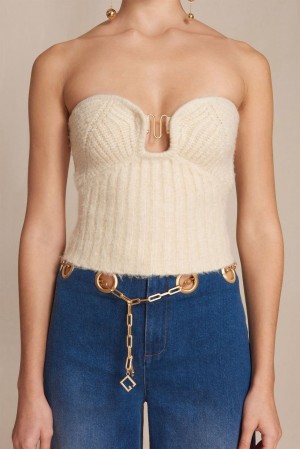 Top Cult Gaia Ellison Knit Białe | AG0238971