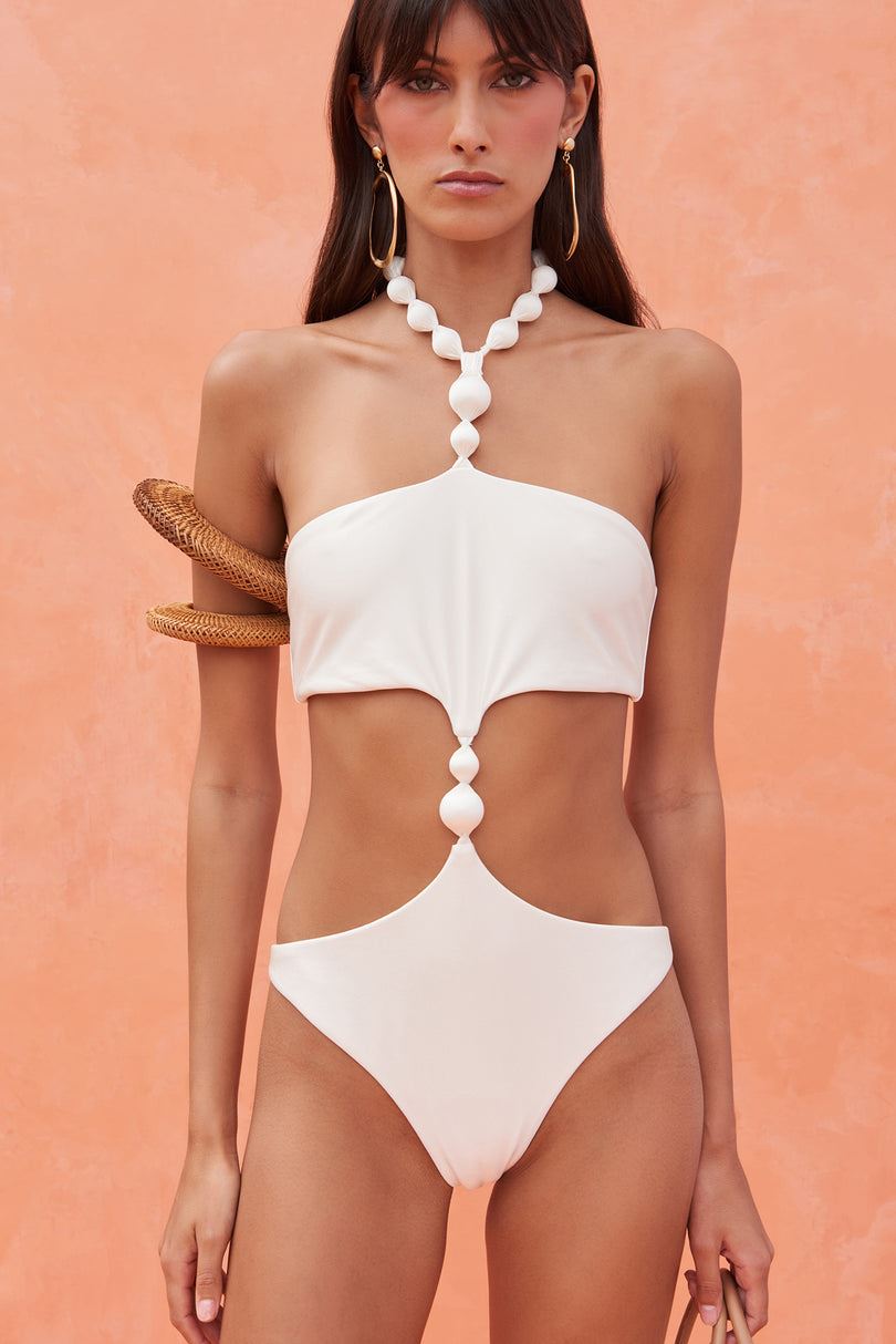 Body Cult Gaia Caitriona One Piece Białe | FU1953087