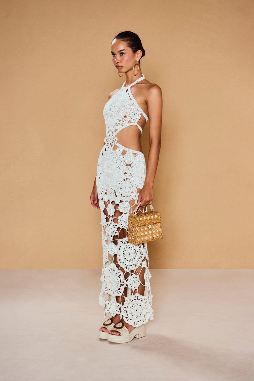 Sukienka Cult Gaia Accalia Crochet Gown Białe | DP4813529